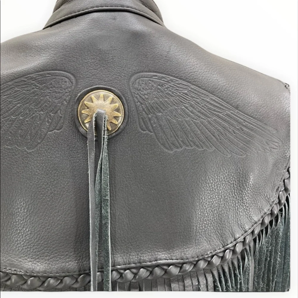 HARLEY-DAVIDSON Willie G Genuine Leather Women’s Black Fringe Jacket Sz Medium - Picture 12 of 16